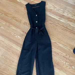 Massimo Dutti Black Linen Jumpsuit
